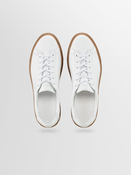 Men's White Leather Low-top Sneaker Capri in White Gum Koio