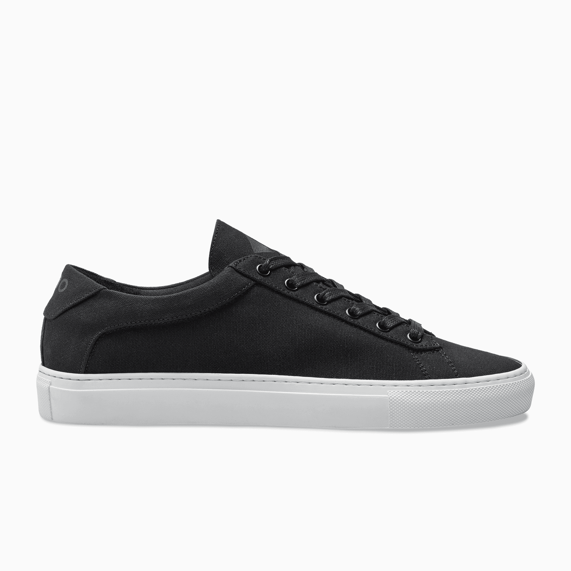 Black Canvas Low Top Sneaker white sole  Womens Koio