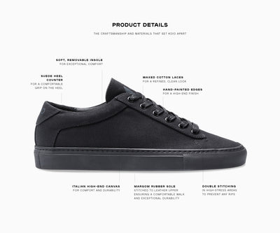 Women's Low Top Canvas Sneaker | Capri Black Canvas | KOIO
