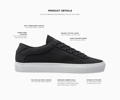 Women's Low Top Canvas Sneaker in Black | Capri Nero Canvas | KOIO