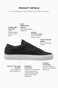 Women's Low Top Canvas Sneaker in Black | Capri Nero Canvas | KOIO