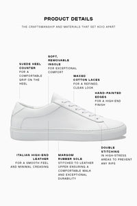 Women's Low Top Leather Sneaker in White | Capri Triple White | KOIO