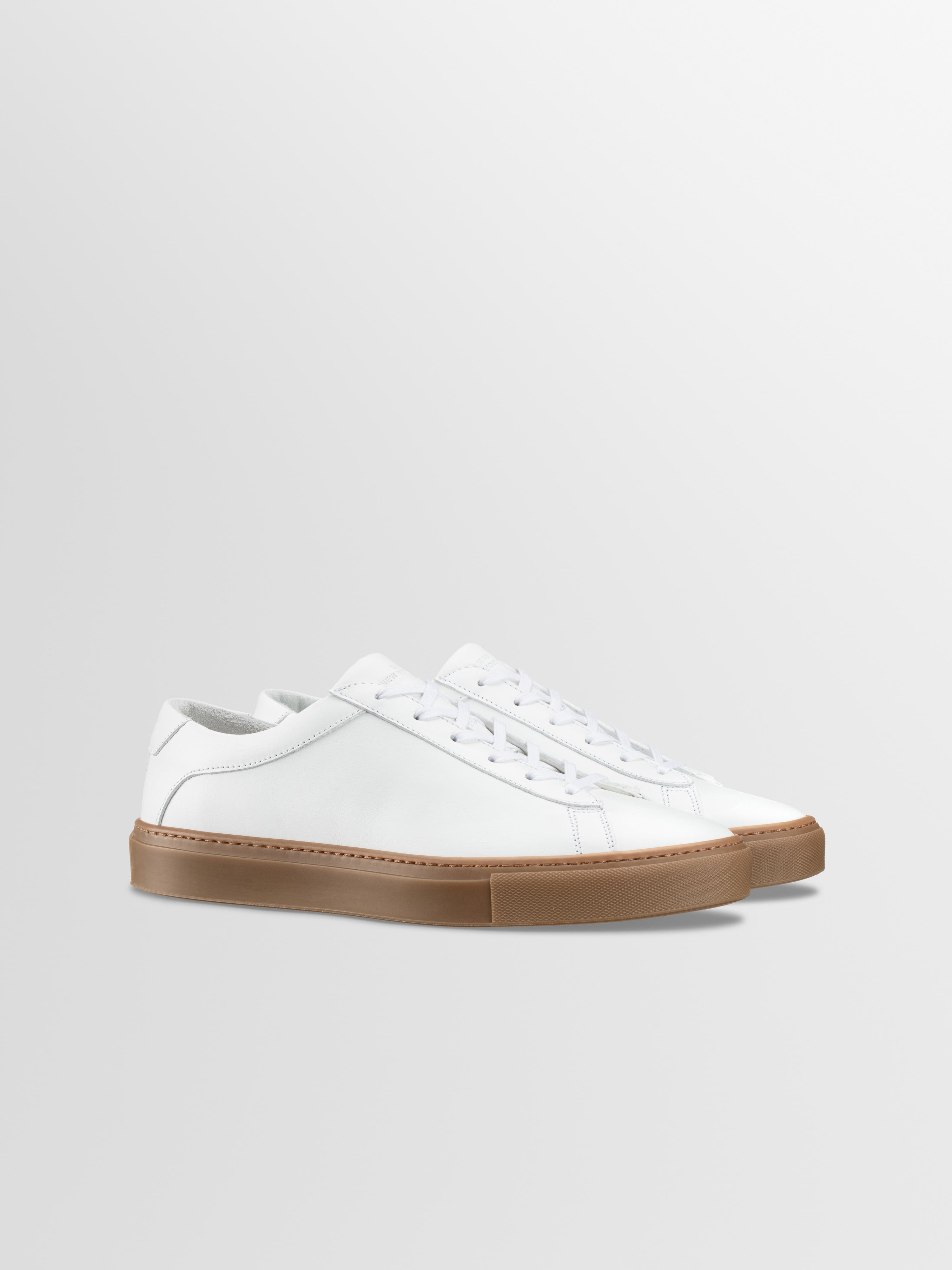 Women's White Leather Low-top Sneaker, Capri in White Gum