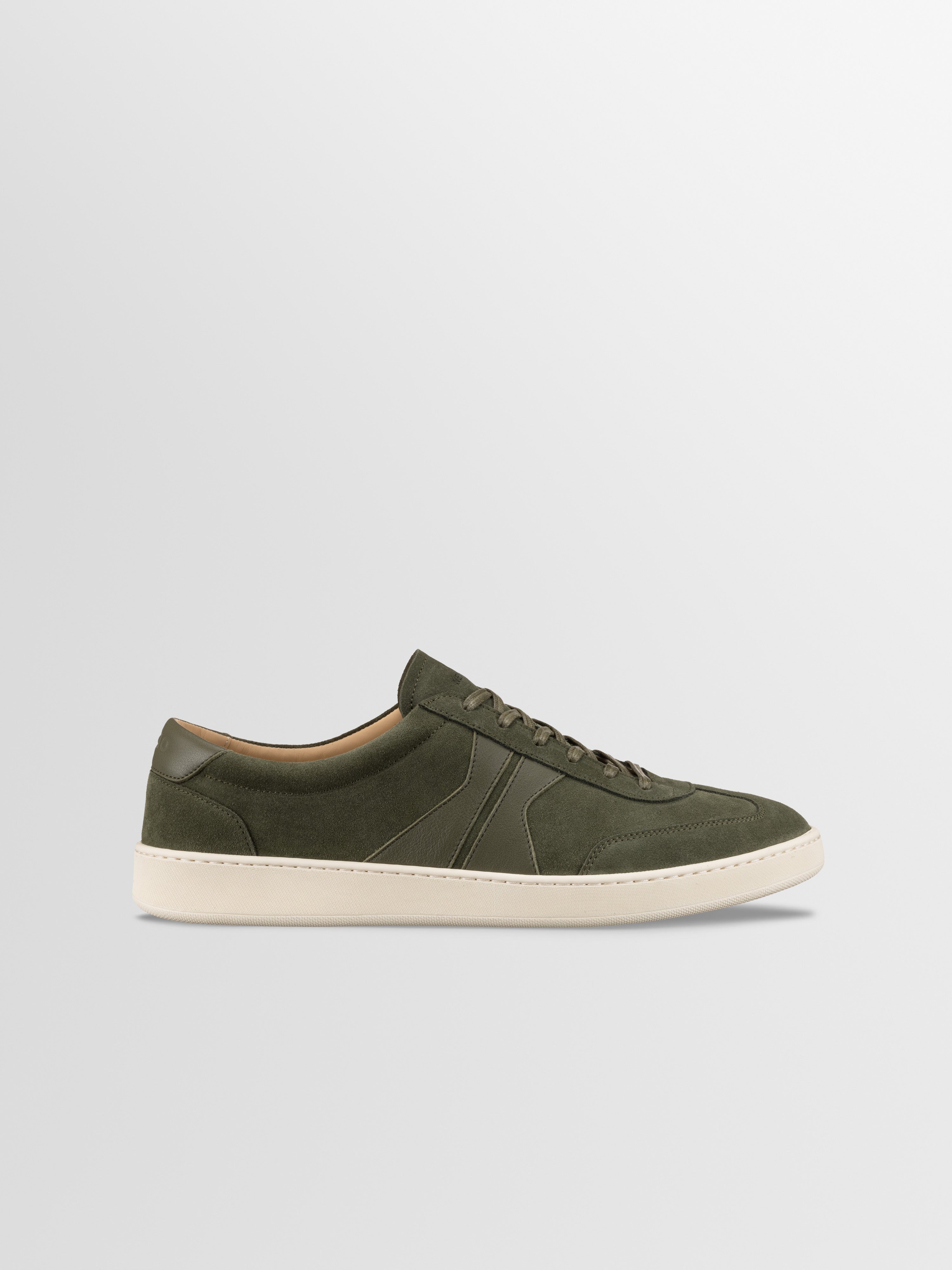 mocha　0527 Men's Green Suede Low-top Sneaker | Monza in Birch