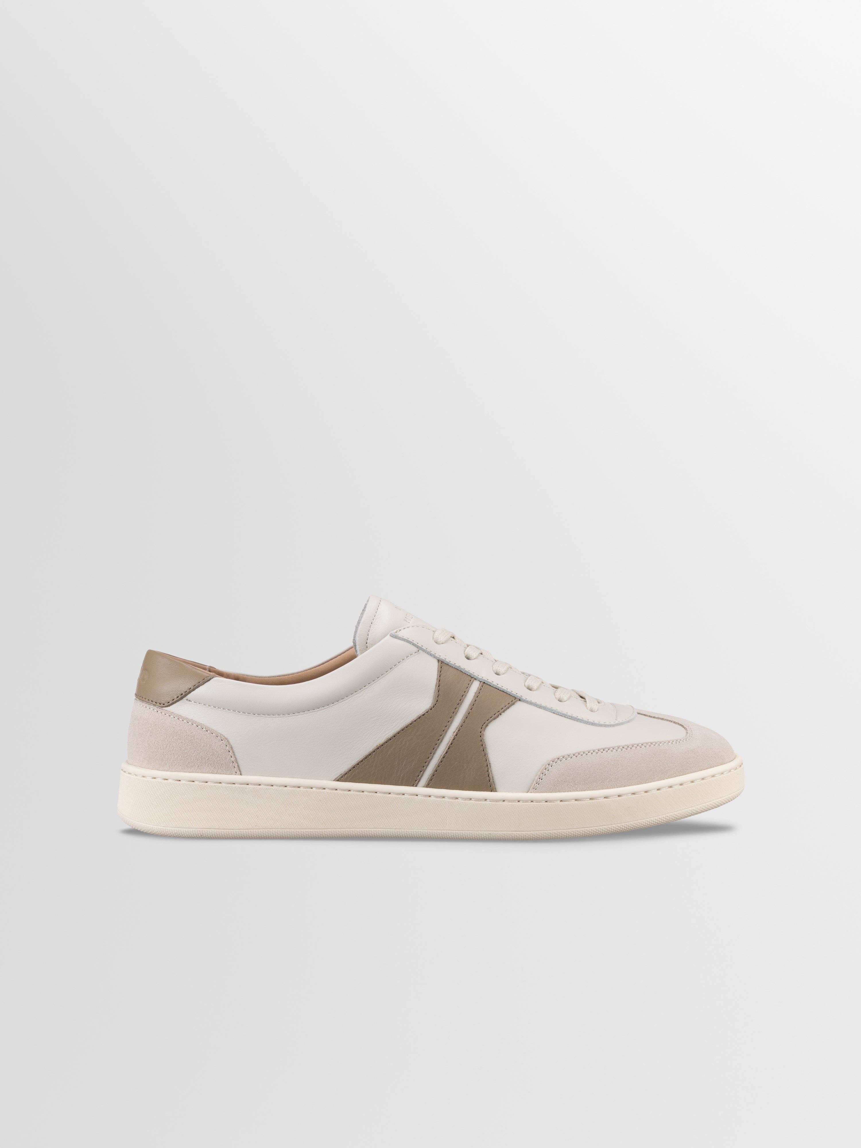 Men's Off-White Leather Low-top Sneaker | Monza in Latte