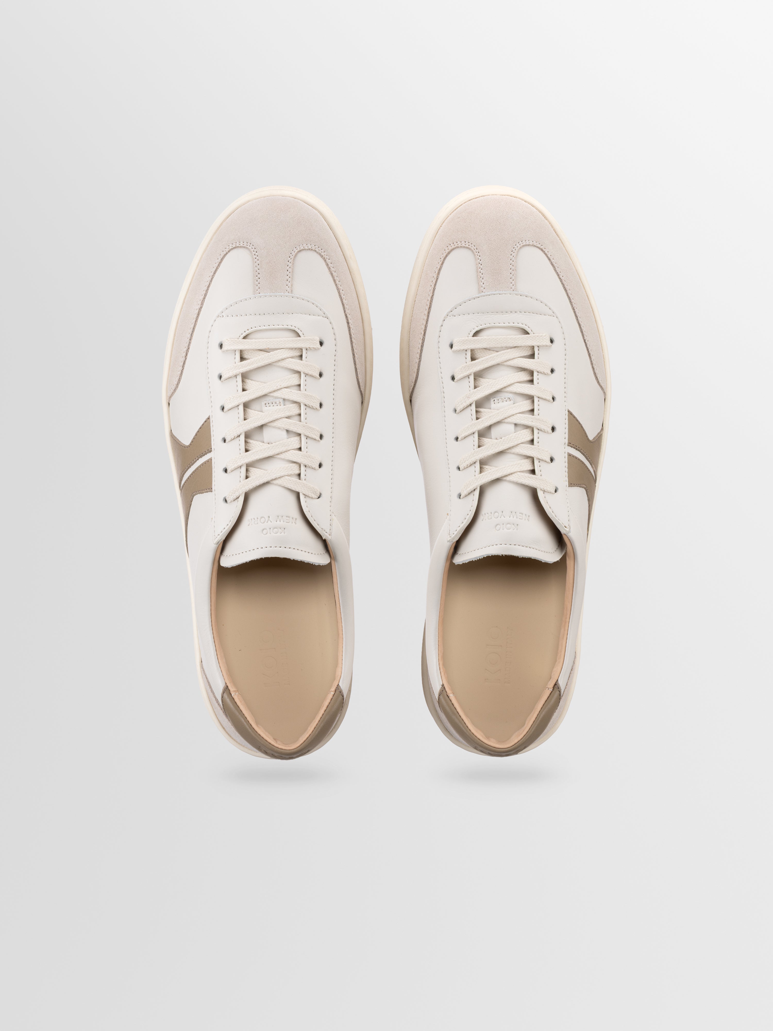Men's Off-White Leather Low-top Sneaker | Monza in Latte
