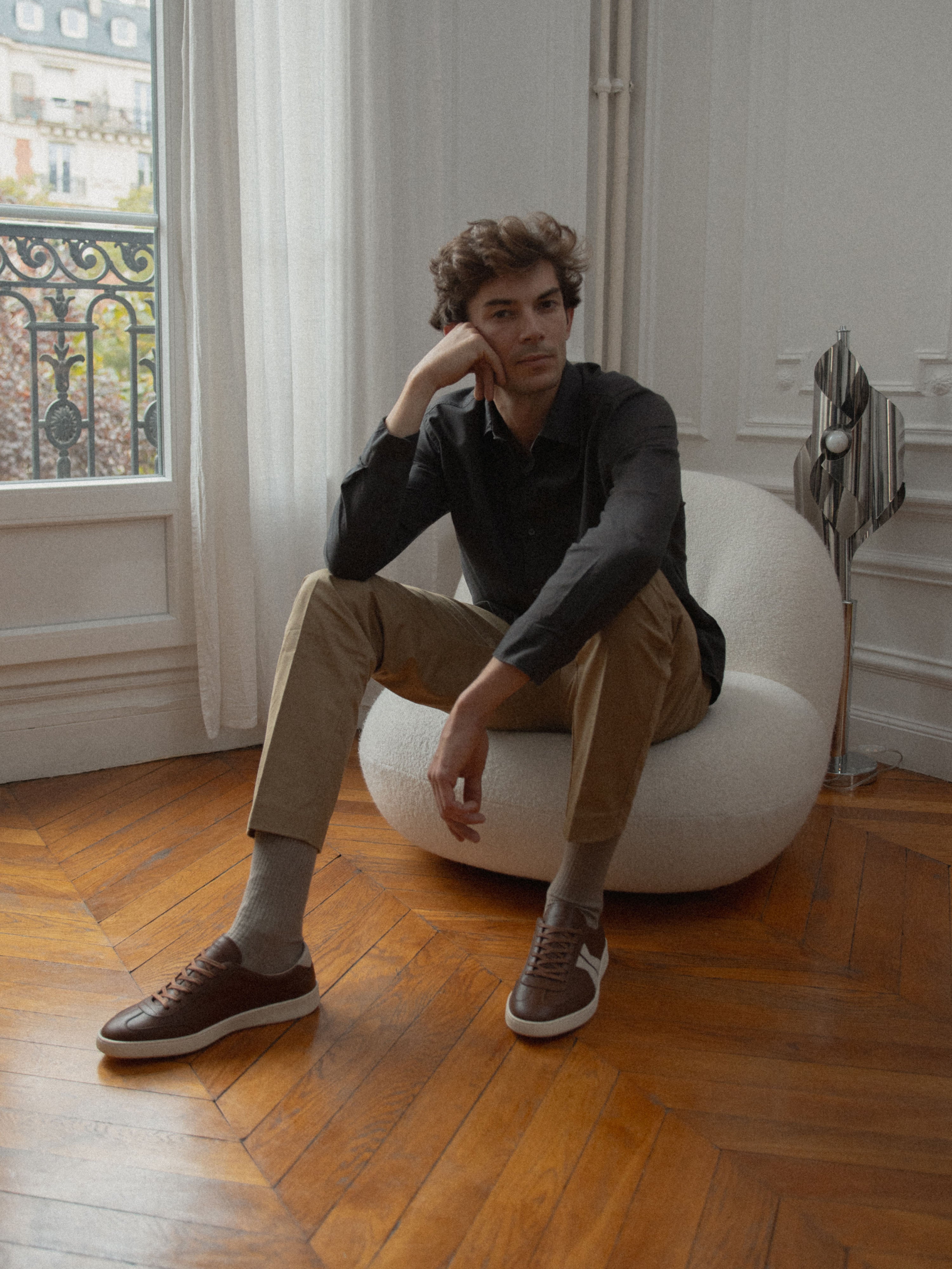 Men's Brown Leather Low-top Sneaker | Monza in Tobacco