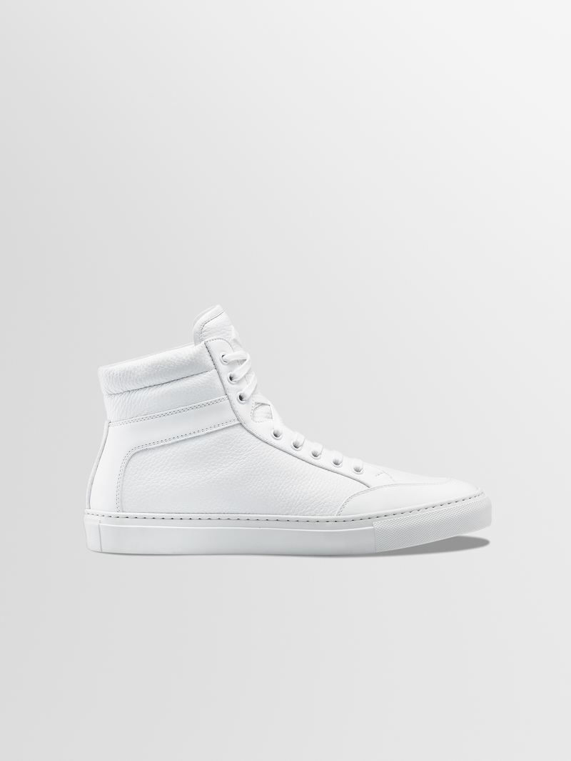 White leather high top top sneakers