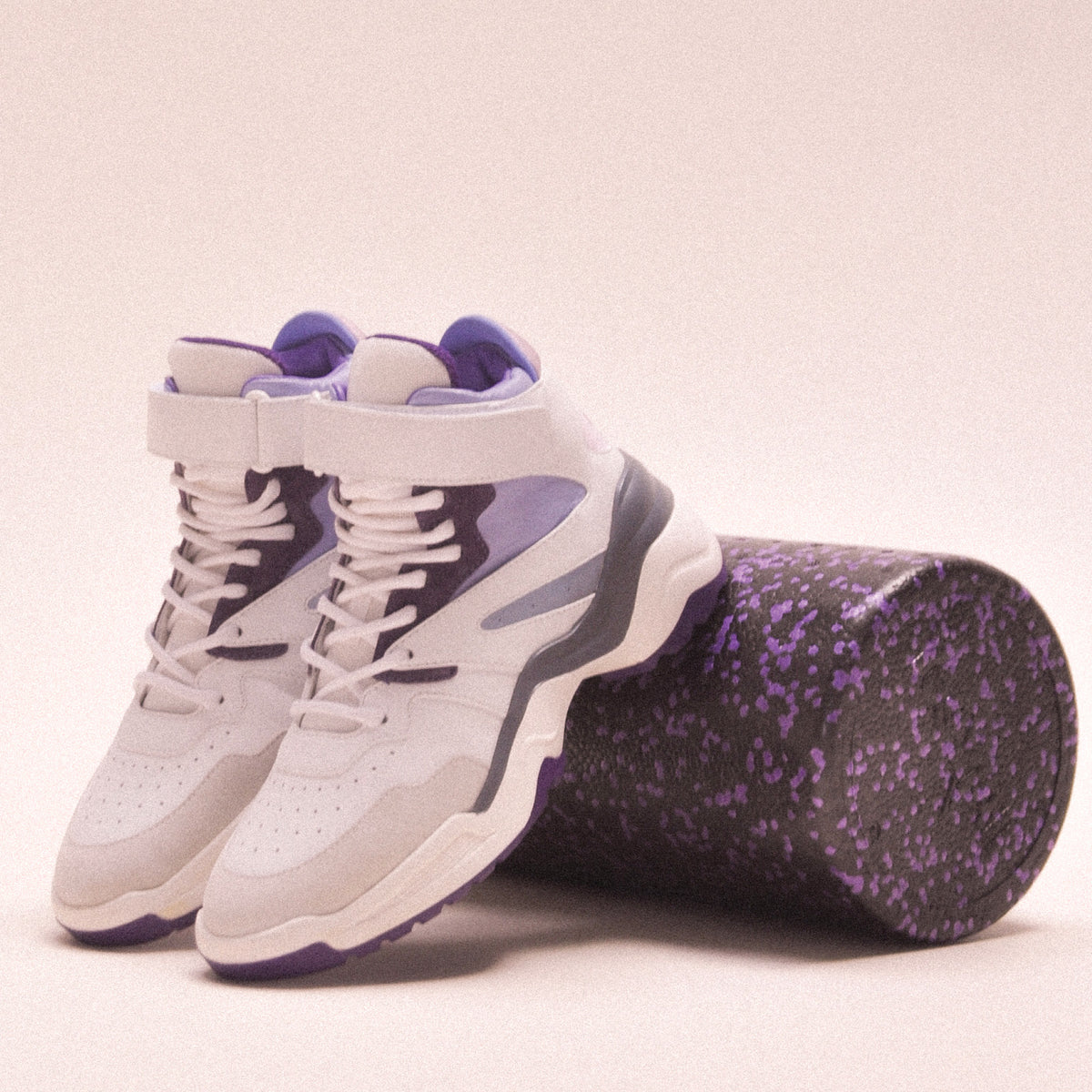 Women's Retro Leather Sneaker in Purple | Aerobics Royal | KOIO leg down