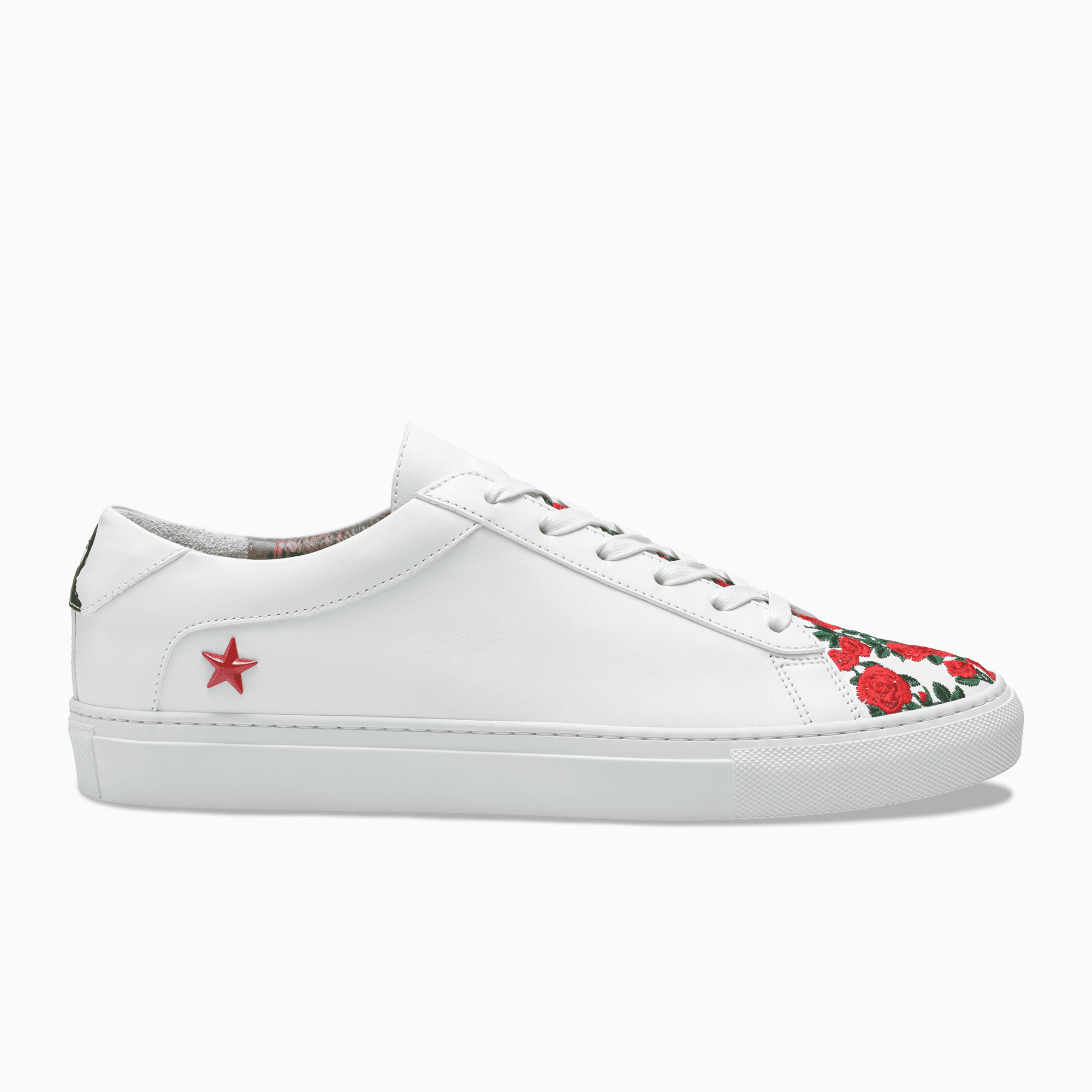 White red flowers Leather Low Top Sneaker Mens Koio