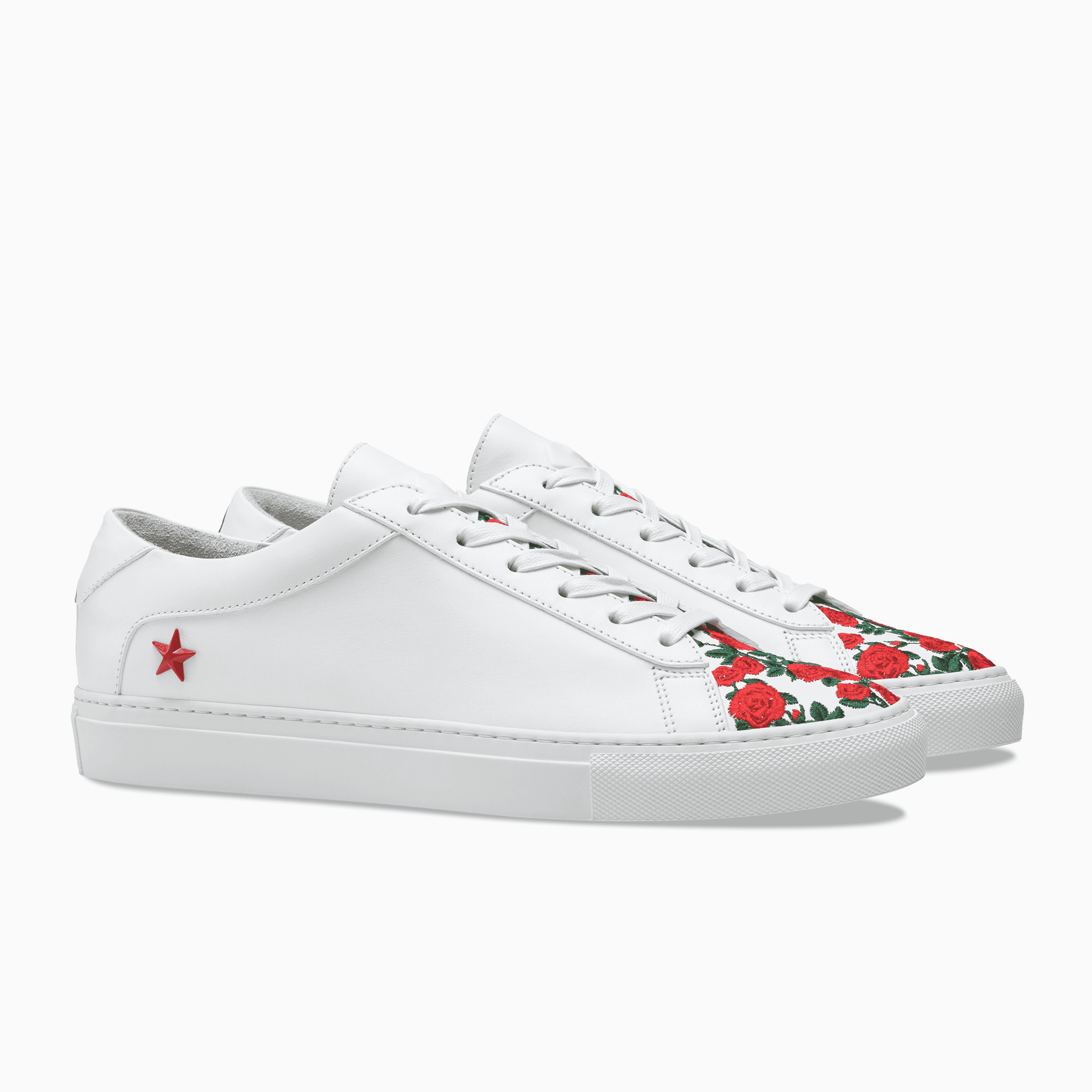 White red flowers Leather Low Top Sneaker Mens Koio