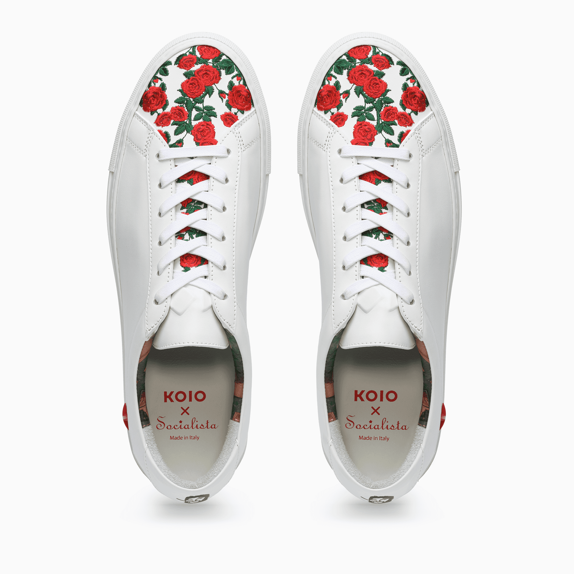 White red flowers Leather Low Top Sneaker Mens Koio