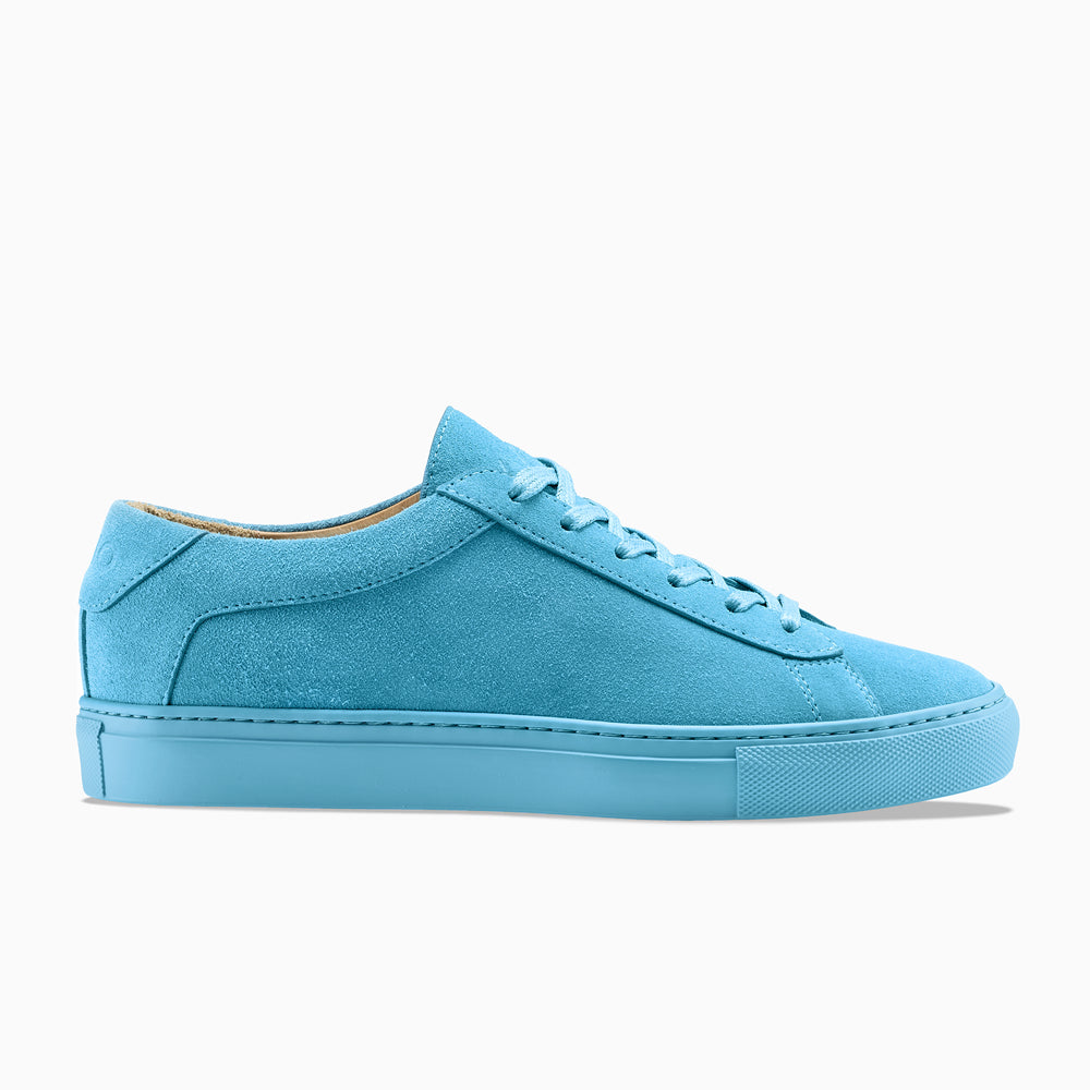 Women's Low Top Suede Sneaker in Blue | Capri Turquoise | KOIO