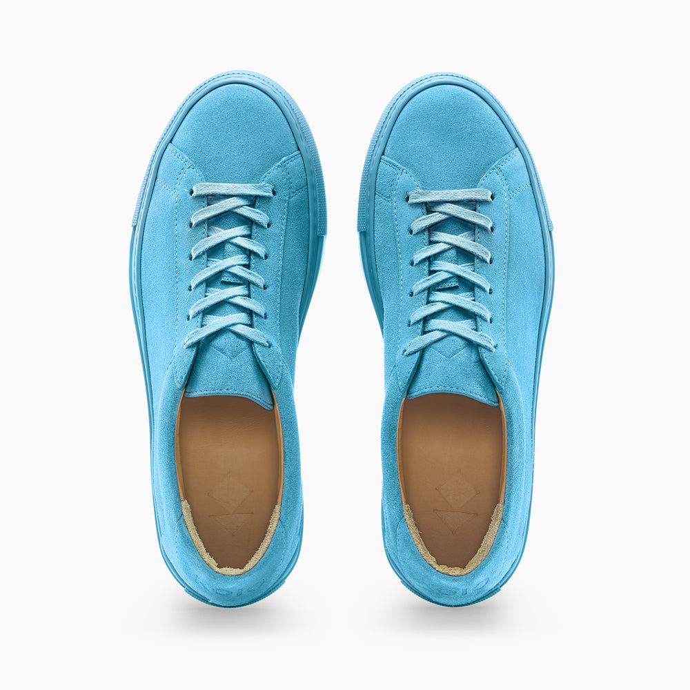 Women's Low Top Suede Sneaker in Blue | Capri Turquoise | KOIO