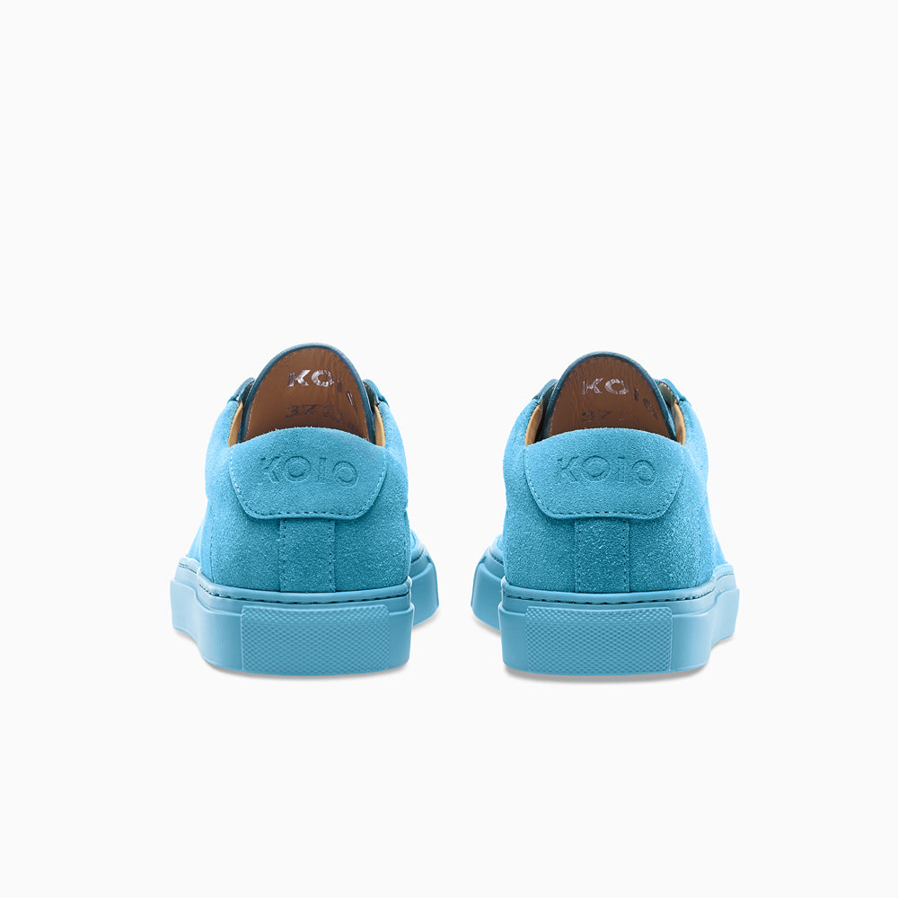 Women's Low Top Suede Sneaker in Blue | Capri Turquoise | KOIO