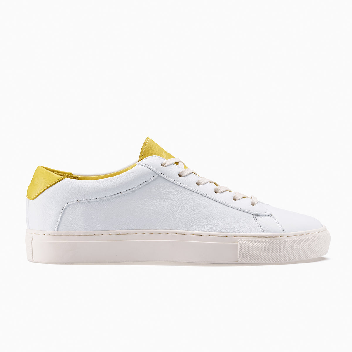 Low Top Leather Sneaker in White and Yellow | Capri White Yellow | KOIO