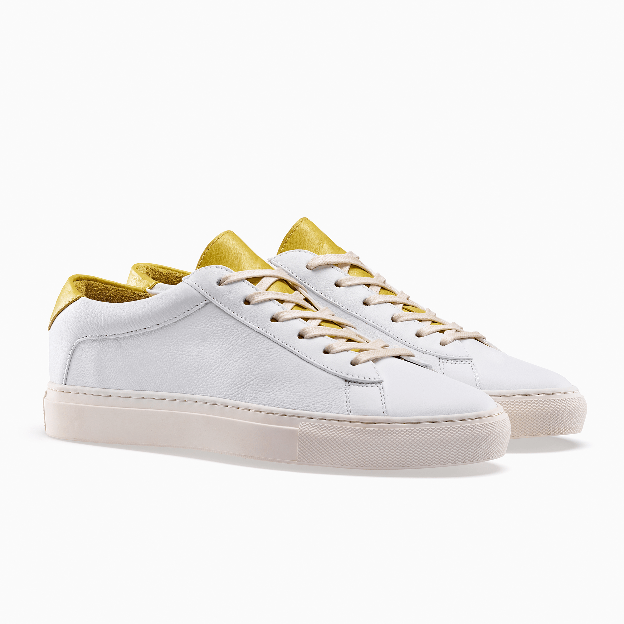 Low Top Leather Sneaker in White and Yellow | Capri White Yellow | KOIO