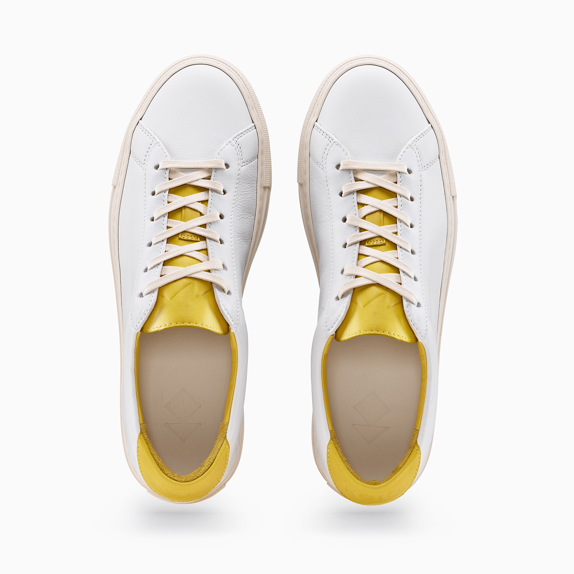 Low Top Leather Sneaker in White and Yellow | Capri White Yellow | KOIO