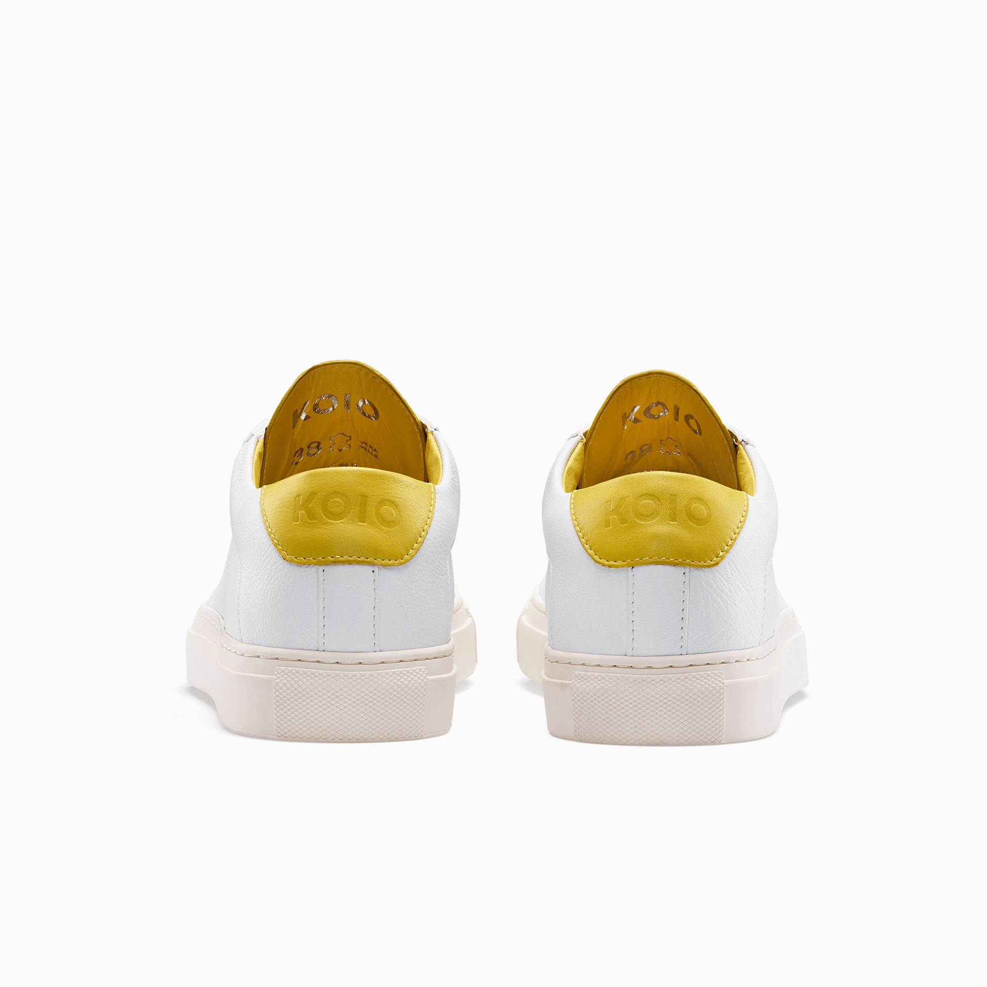 Low Top Leather Sneaker in White and Yellow | Capri White Yellow | KOIO