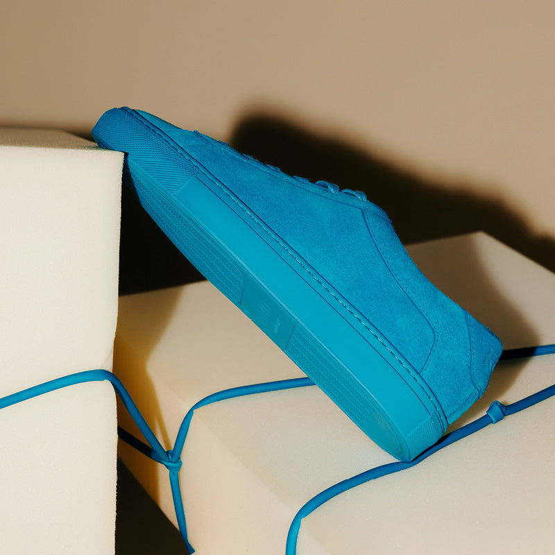 Women's Low Top Suede Sneaker in Blue | Capri Turquoise | KOIO