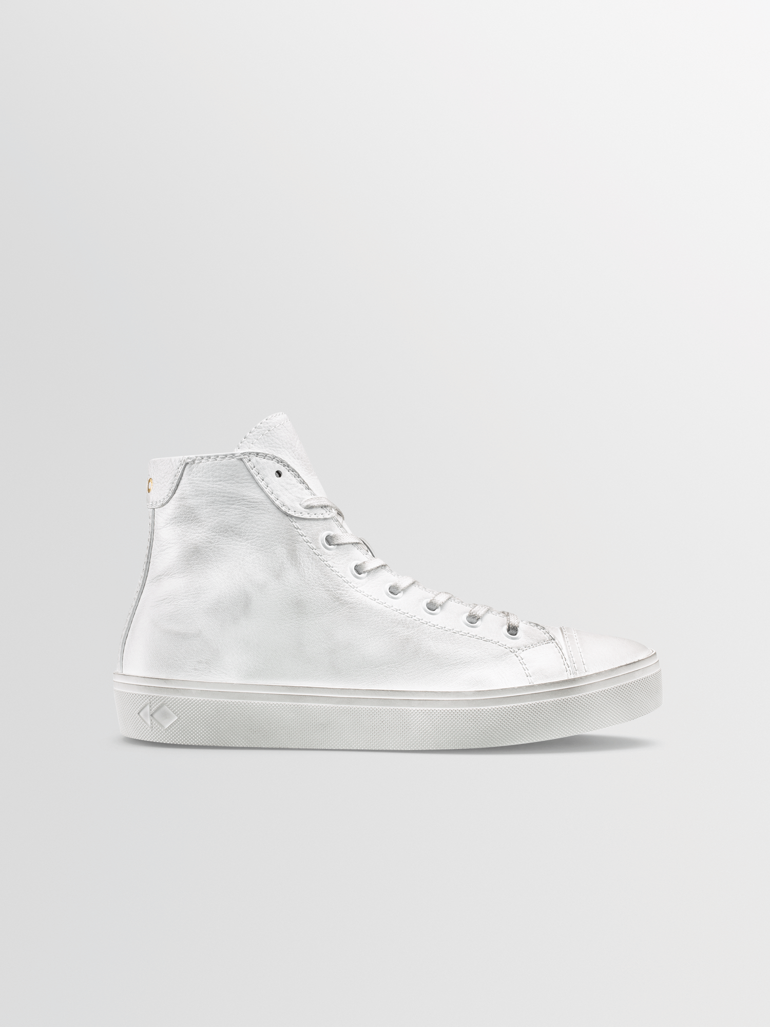 Men's White Distressed High-top Sneaker | Court Triple White