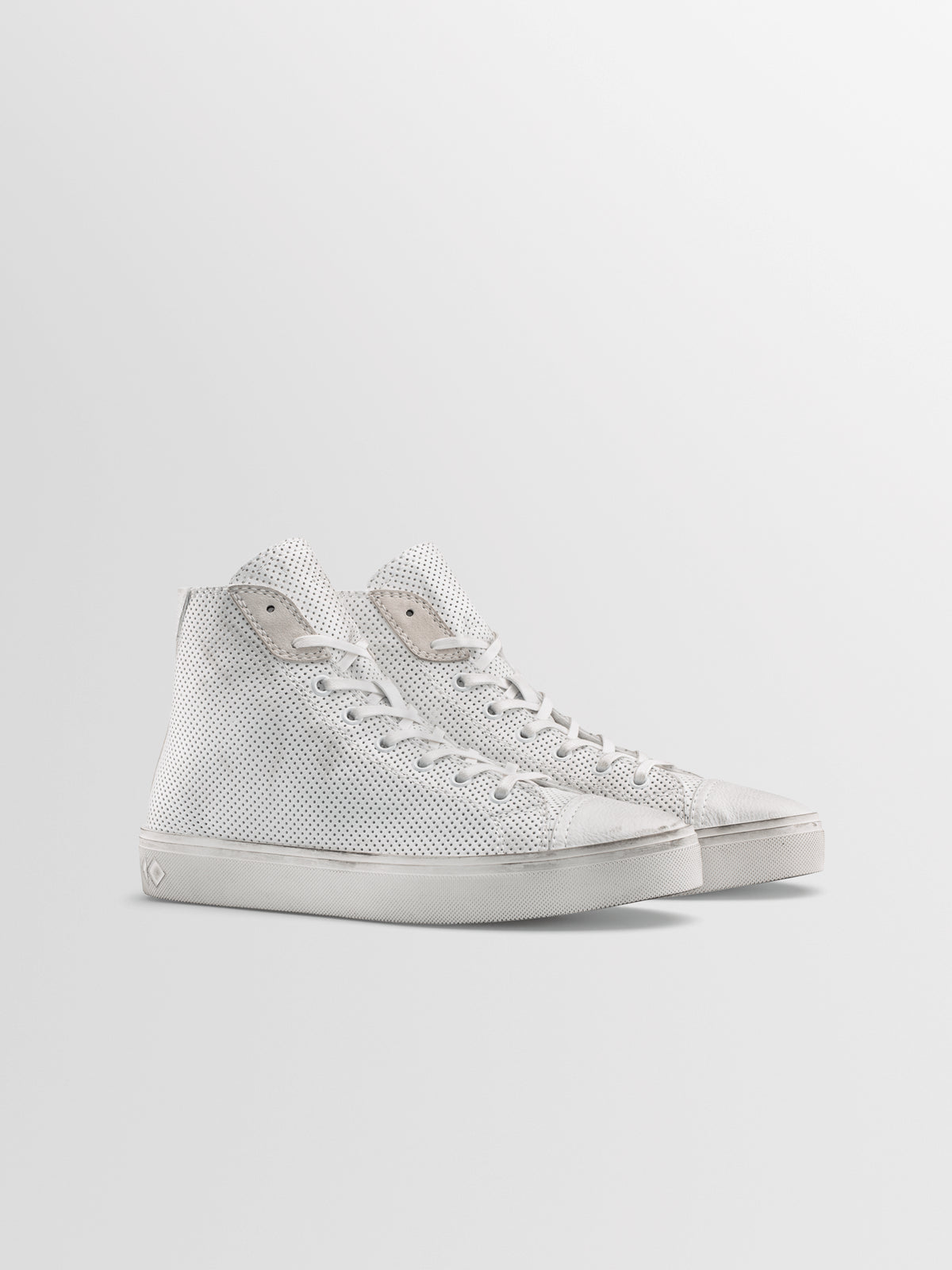 Perforated High-top White Leather Sneaker | Court Triple KOIO