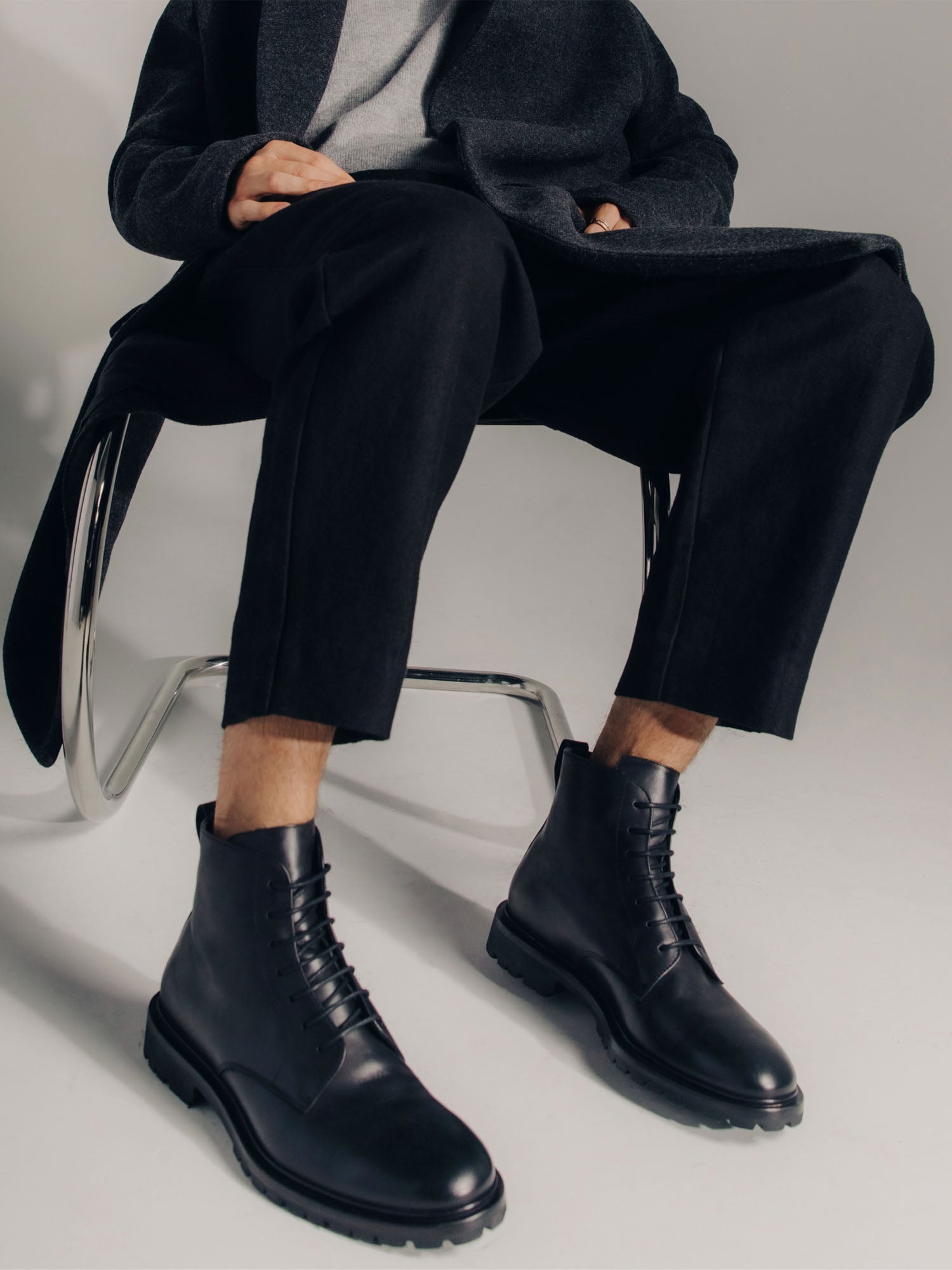 Men's Black Leather Lace-Up Boot | Bergamo in Black | Koio – KOIO