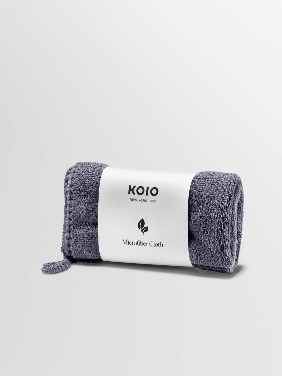 Front view of Koio Microfiber Cloth showcasing its rolled microfiber texture on a white background