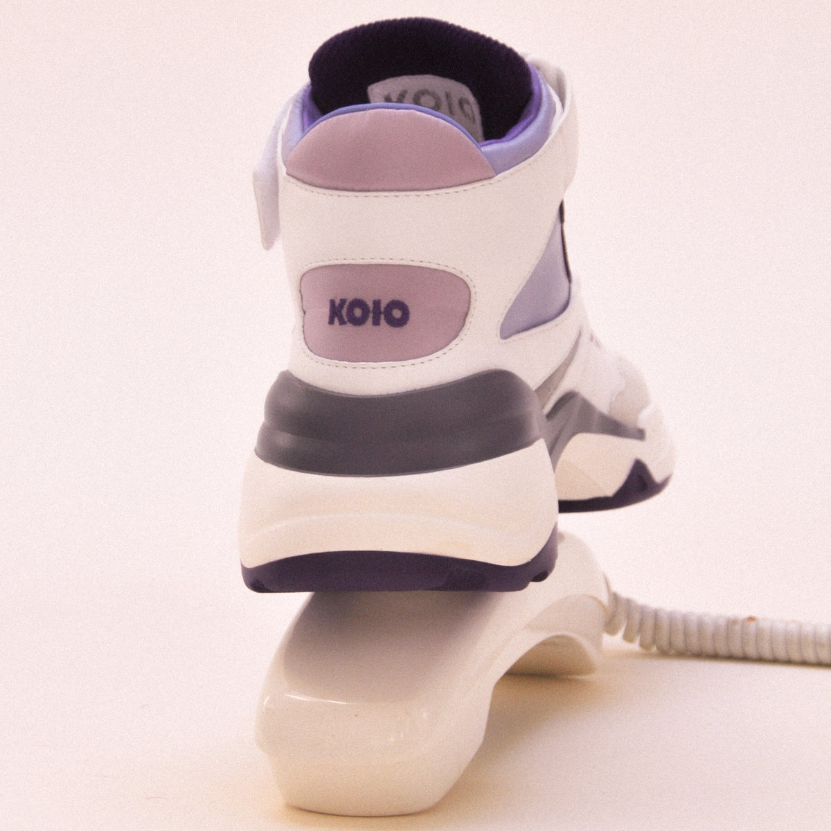 Women's Retro Leather Sneaker in Purple | Aerobics Royal | KOIO