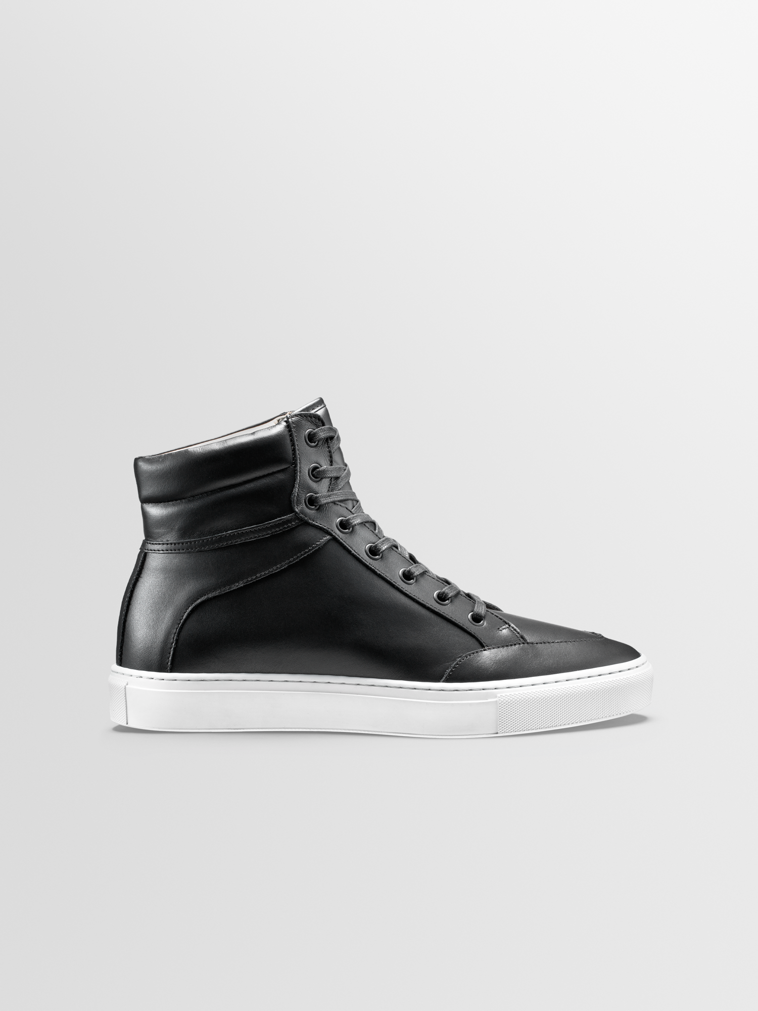 black leather high top sneakers
