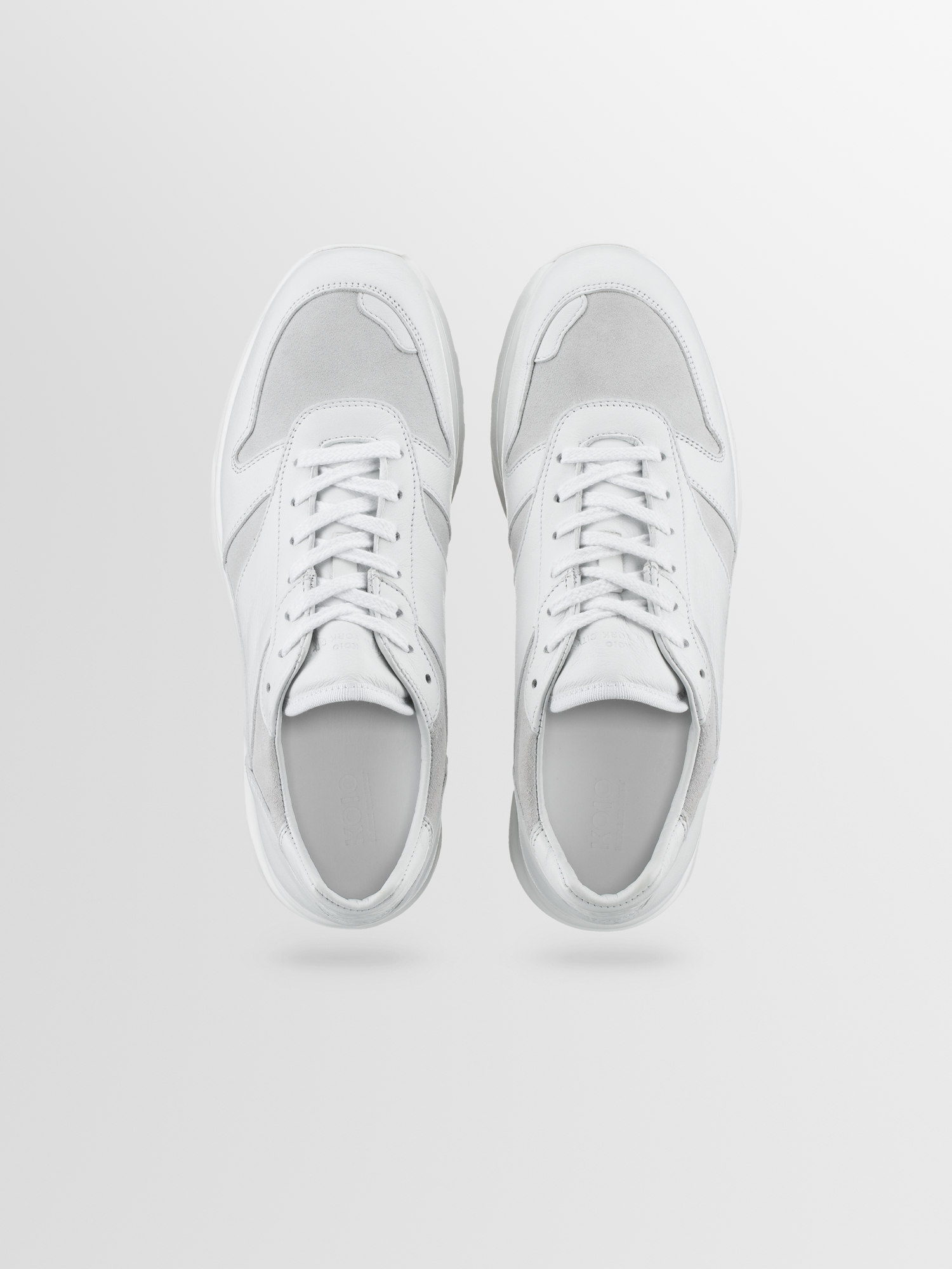 Men's White & Grey Leather Sneakers | Volterra in Avorio | Koio – KOIO