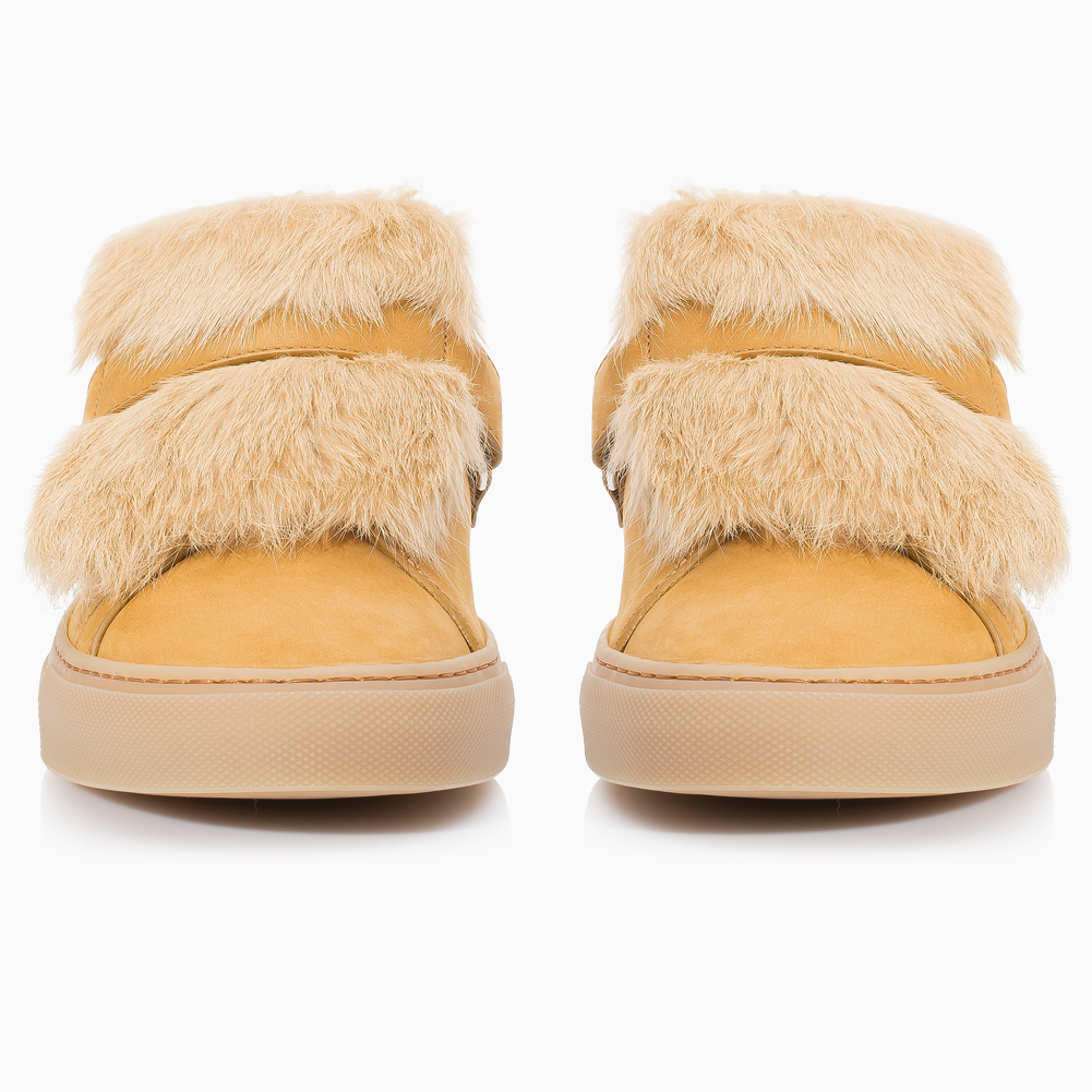 Women s Low Top Nubuck Sneaker in Camel Gavia Camel Fur KOIO